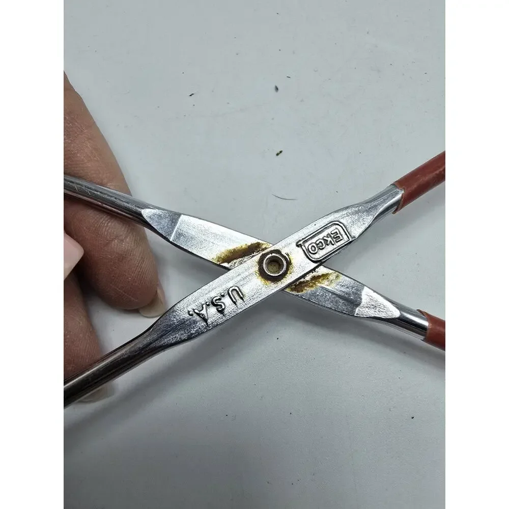 EKCO Stainless Steel Kitchen Tongs Red Rubber Handle Vintage